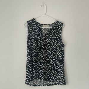 Loft black and white polka dot tank top blouse